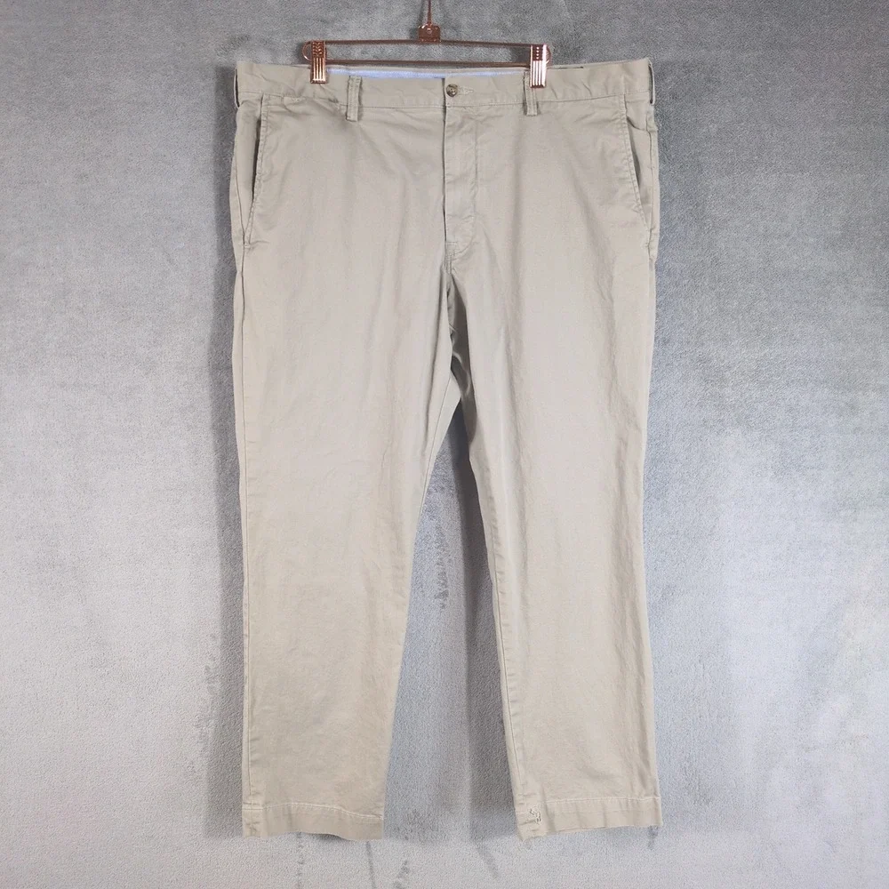 Polo Ralph Lauren Mens 40x30 Stretch Slim Fit Chino Khaki Pants Tan Preppy